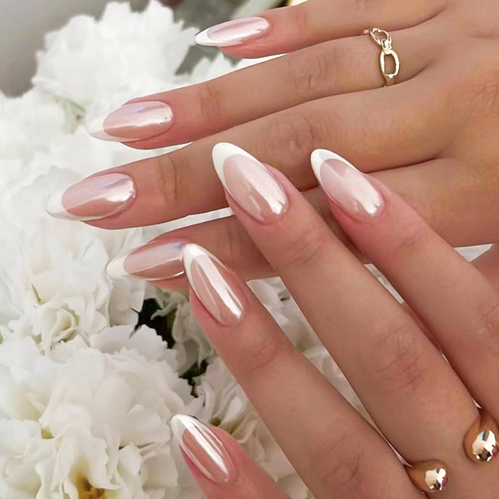 Chrome French Tip Nails